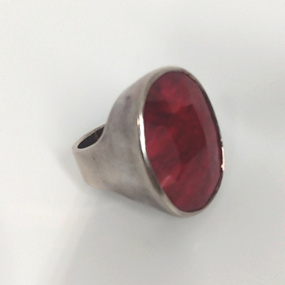 Large Oversized Vintage Raw Ruby Ring. Natural St… - image 3